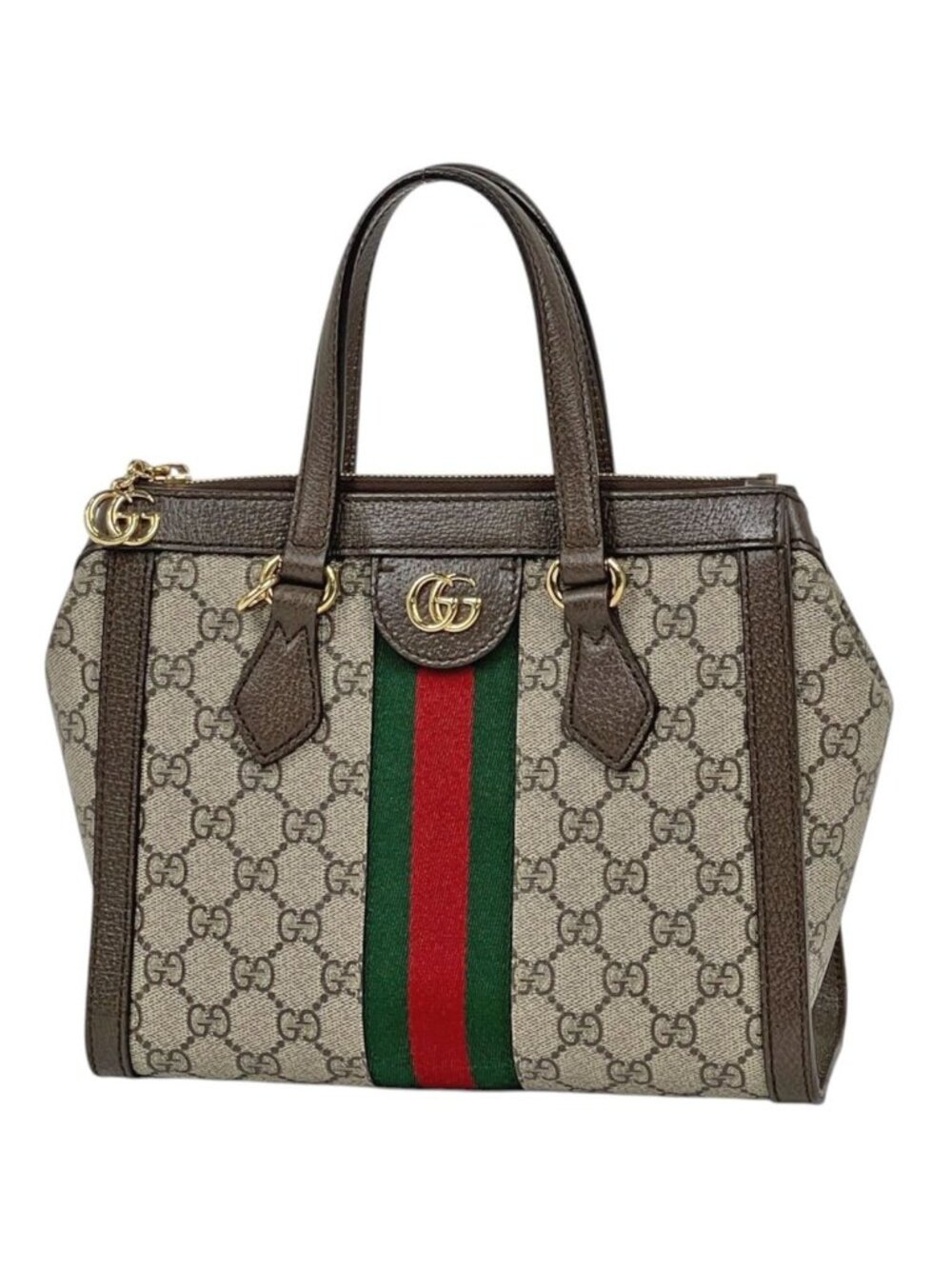 Gucci Ophidia Small Tote Bag Double G 2-Way GG Supreme Beige Brown
